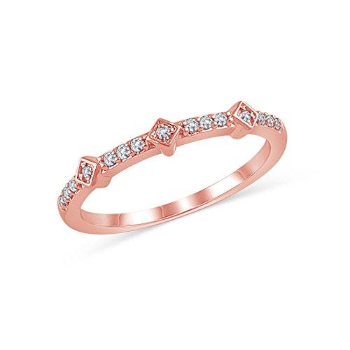 Diamond Accent Alternating Tilted Square Anniversary Stackable Band Ring in 14K Solid Gold (HI/12)