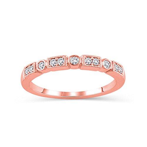1/6 Ct Diamond Alternating Vintage-Style Stackable Wedding Band in 14K Solid Gold (HI/12)