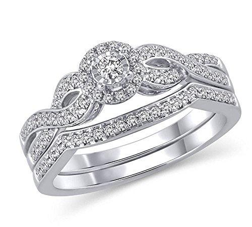 thumbnail interactive-video image 1 of Cali Trove 1/5cttw Diamond Illusion Set And Twisted Halo - Import 1 of 12