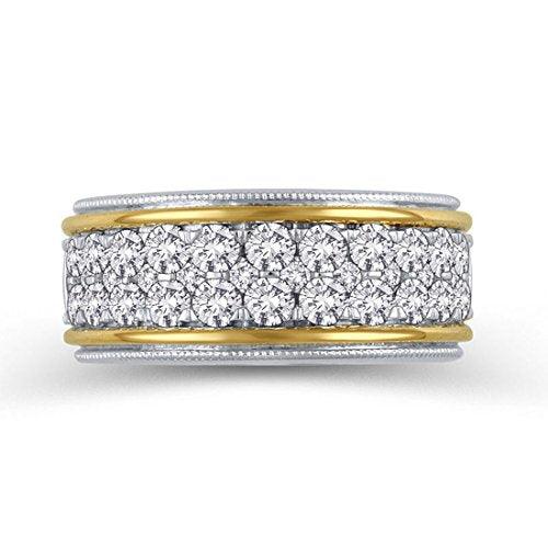 1-1/2 Cttw Diamond Multi-Row Vintage-Style Eternity Band Ring in 10K Two-Tone Gold (IJ/12-13)