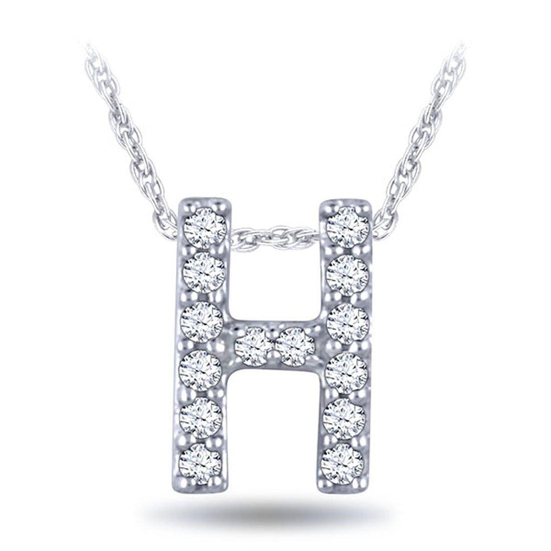 EternalDia Diamond Initial Monogram Pendant Necklace (0.05 cttw) 18" - EternalDia