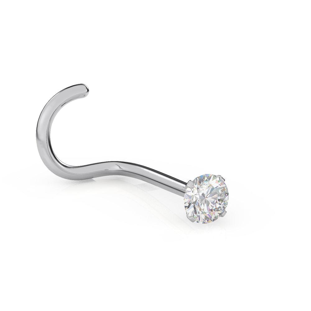 EternalDia IGI Certified 14K Gold Real Diamond Nose Stud with Twist Back (20G, 0.03 Ct) Nose Ring for Women, I-J Color, I2-I3 Clarity