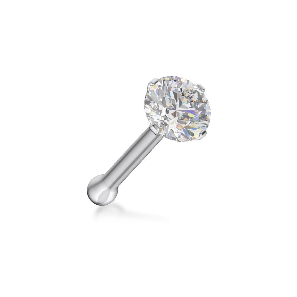 0.03Ct IGI Certified Real Diamond Nose Stud With Ball Barbell 14K Gold Nose Stud in 20 Gauge / Diamond Nose Ring Bone For Women/ Diamond Color-I-J, Diamond Clarity- I2-I3