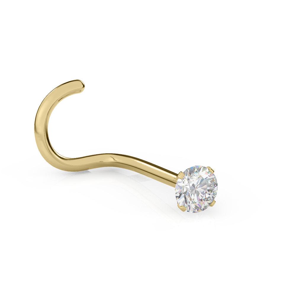 EternalDia IGI Certified 14K Gold Real Diamond Nose Stud with Twist Back (20G, 0.03 Ct) Nose Ring for Women, I-J Color, I2-I3 Clarity