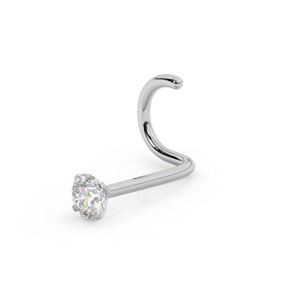 EternalDia IGI Certified 14K Gold Real Diamond Nose Stud with Twist Back (20G, 0.03 Ct) Nose Ring for Women, I-J Color, I2-I3 Clarity