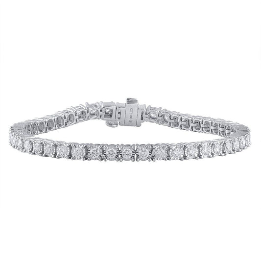 3 Carat Round White Diamond Ladies Tennis Bracelet In 14k White Gold