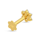 EternalDia Diamond Flower Nose Piercing Pin Screw Ring Stud 4.25mm 14k Yellow Gold 18 Gauge Diamond Color G-H/Diamond Clarity I1-I2