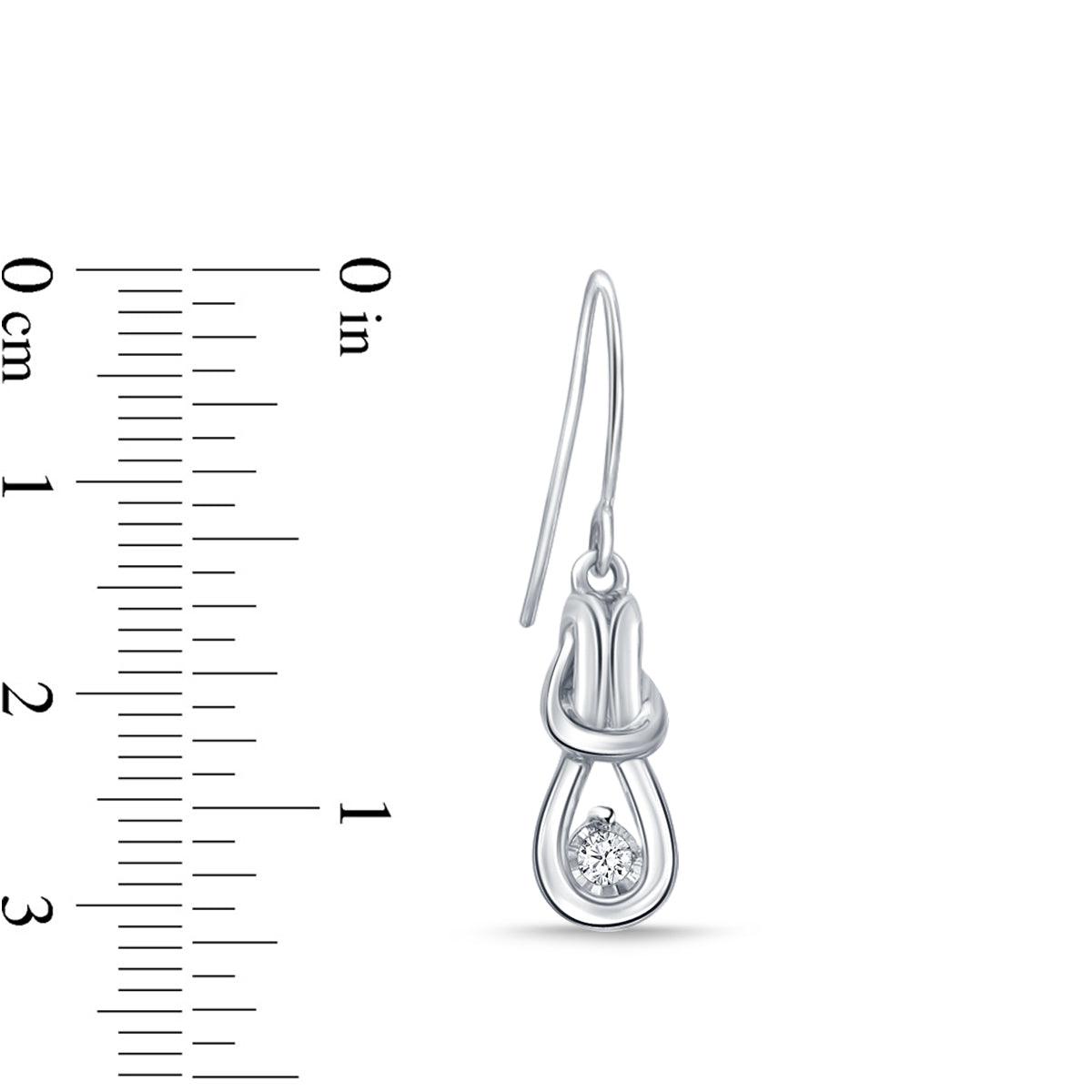 EternalDia Real Diamond Love Knot Earring and Ring Ensemble Set in 925 Sterling Silver. - EternalDia
