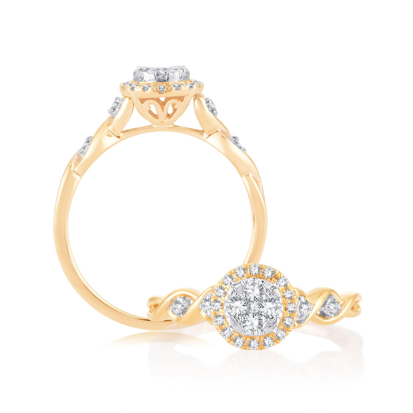 EternalDia 0.26 Cttw Diamond Twisted Style Promise Engagement Ring In 10k Yellow Gold - EternalDia