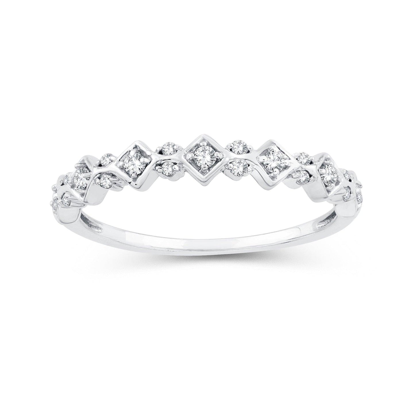 EternalDia 0.15 Cttw Diamond Wedding Stackable Band in 10k White Gold - EternalDia