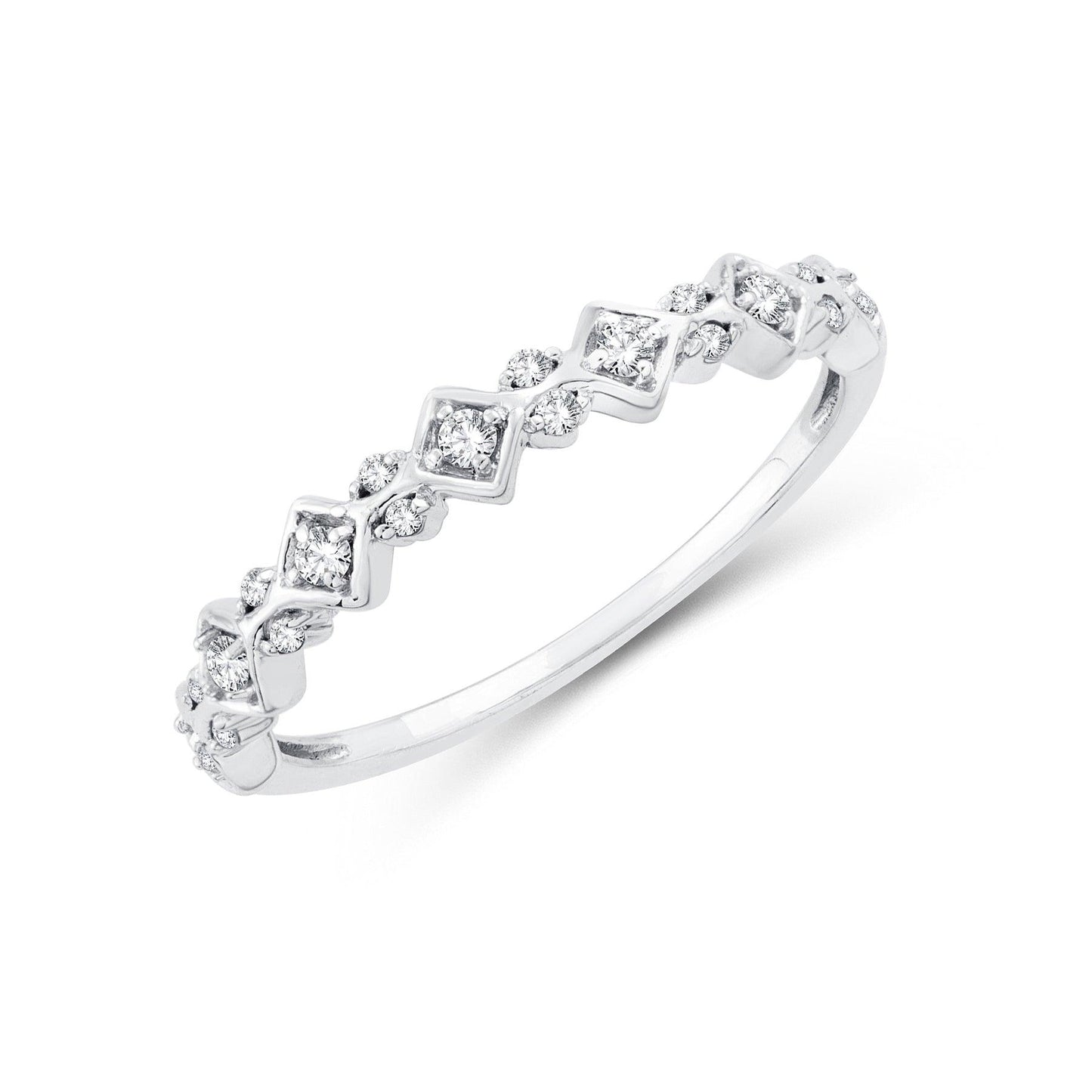 EternalDia 0.15 Cttw Diamond Wedding Stackable Band in 10k White Gold - EternalDia