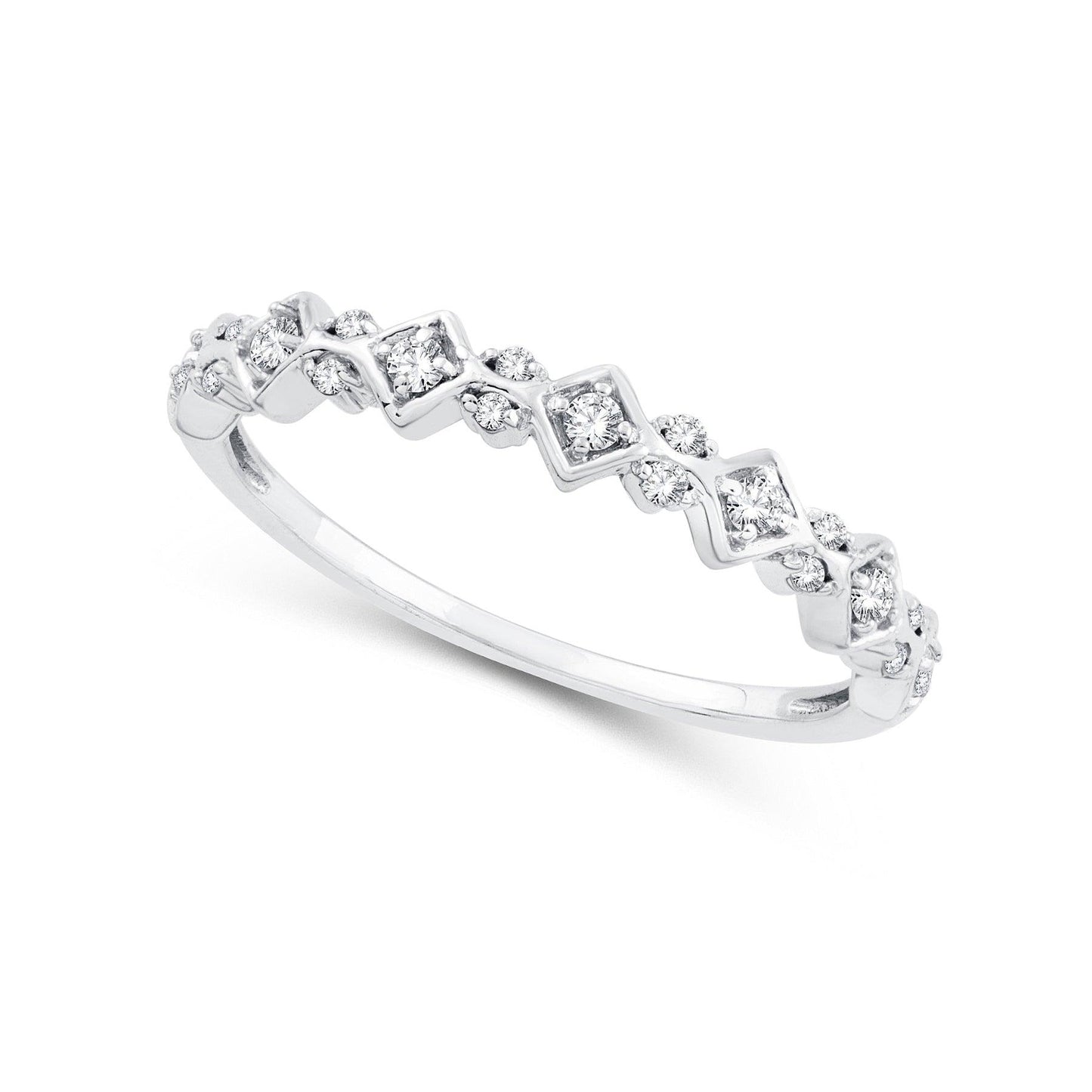 EternalDia 0.15 Cttw Diamond Wedding Stackable Band in 10k White Gold - EternalDia