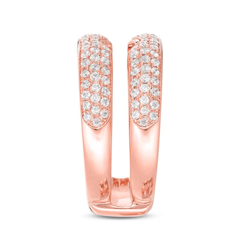 3/4 Cttw Diamond Multi-Row Solitaire Enhancer Ring In 14K Rose Gold (0.25 Cttw, I-I2) Diamond Guard Ring