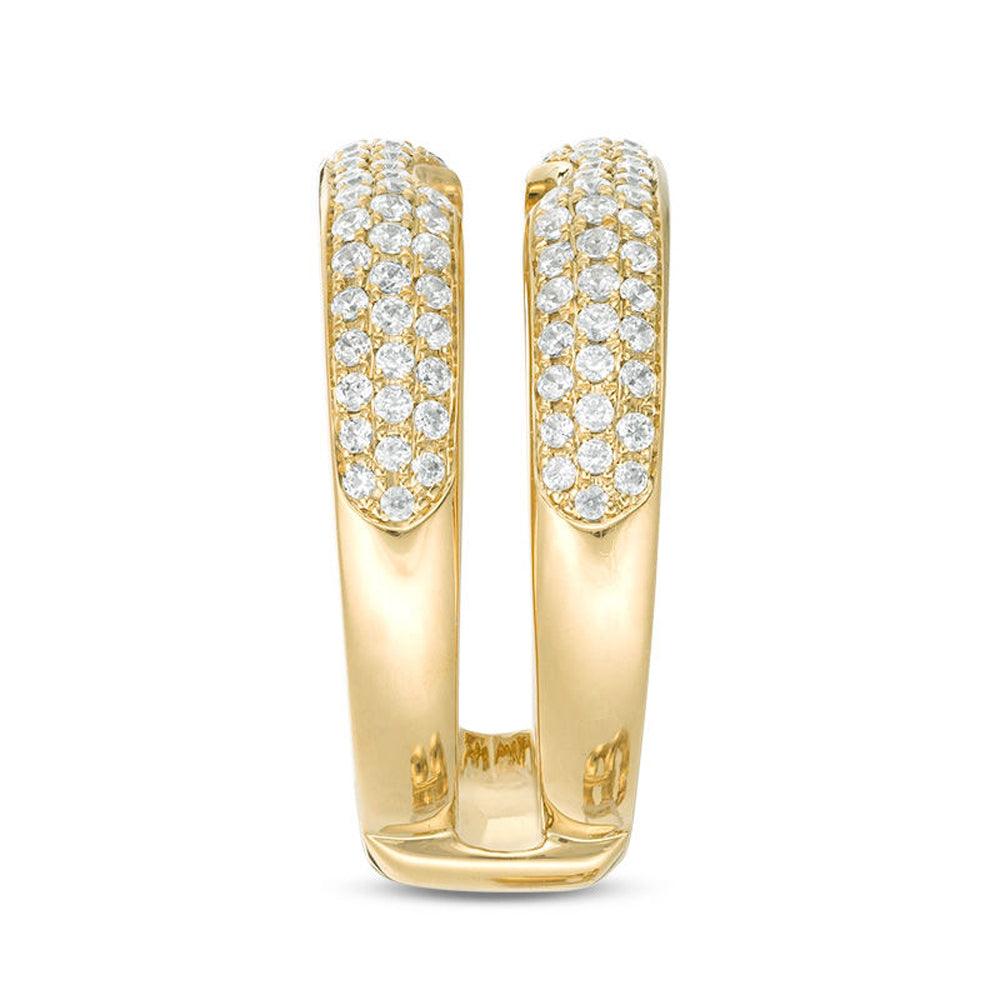3/4 Cttw Diamond Multi-Row Solitaire Enhancer Ring In 14K Yellow Gold (0.25 Cttw, I-I2) Diamond Guard Ring