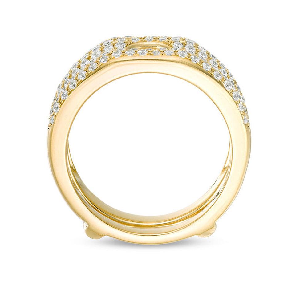 3/4 Cttw Diamond Multi-Row Solitaire Enhancer Ring In 14K Yellow Gold (0.25 Cttw, I-I2) Diamond Guard Ring