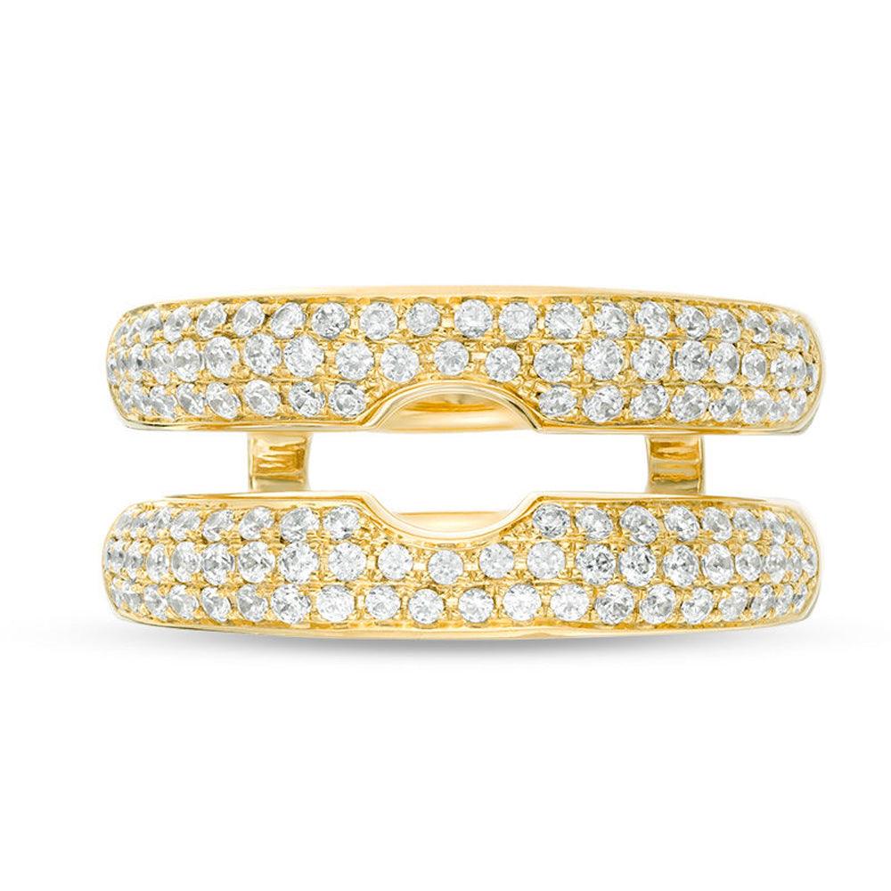 3/4 Cttw Diamond Multi-Row Solitaire Enhancer Ring In 14K Yellow Gold (0.25 Cttw, I-I2) Diamond Guard Ring