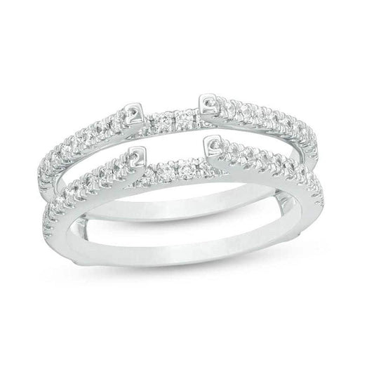 1/2 Cttw Diamond Lined Ring Solitaire Enhancer in 14K White Gold (0.50 Cttw, I-I2) Diamond Guard Ring