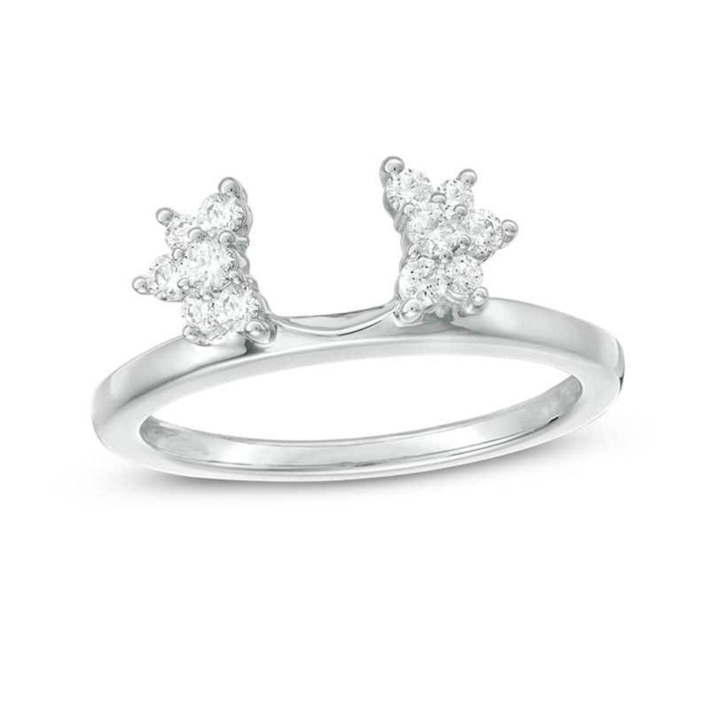 1/4 Cttw Diamond Starburst Solitaire Enhancer Ring In 14K White Gold (0.25 Cttw, I-I2) Diamond Guard Ring