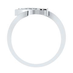 EternalDia Round 0.5 Ct Black D/VVS1 Diamond 14k Finish Sterling Silver Curved Line Ring - EternalDia