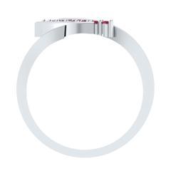 EternalDia Round 0.5 Ct Red D/VVS1 Diamond 14k Finish Sterling Silver Curved Line Ring - EternalDia