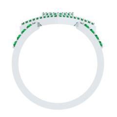 EternalDia Round 0.75Ct Green D/VVS1 Diamond 14k Finish Sterling Silver Triangle Shape Ring - EternalDia
