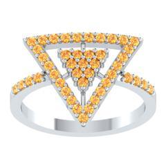 EternalDia Round 0.75Ct Yellow D/VVS1 Diamond 14k Finish Sterling Silver Triangle Ring - EternalDia