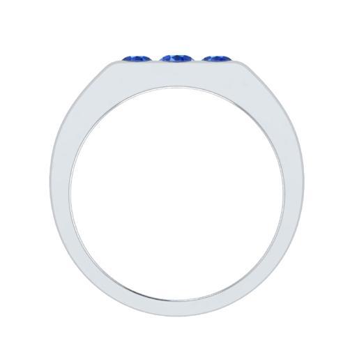 EternalDia Round Shape 0.3 Ct D/VVS1 Simulated Diamond Three Stone Wedding Band Ring In 925 Sterling Silver - EternalDia