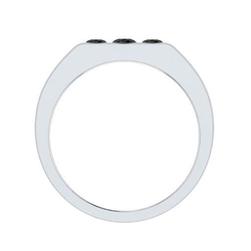 EternalDia Round Shape 0.3 Ct D/VVS1 Simulated Diamond Three Stone Wedding Band Ring In 925 Sterling Silver - EternalDia