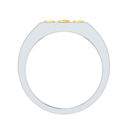 EternalDia Round Shape 0.3 Ct D/VVS1 Simulated Diamond Three Stone Wedding Band Ring In 925 Sterling Silver - EternalDia