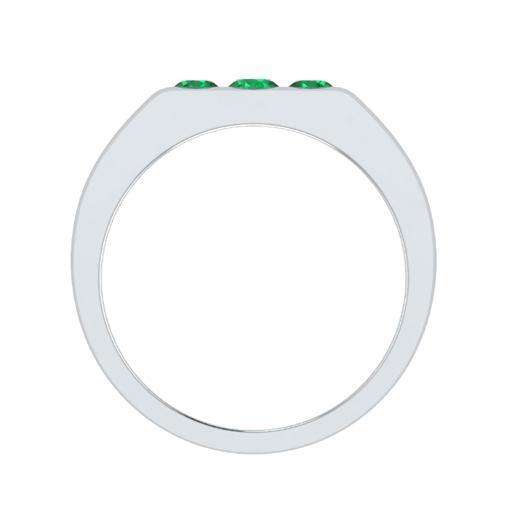 EternalDia Round Shape 0.3 Ct D/VVS1 Simulated Diamond Three Stone Wedding Band Ring In 925 Sterling Silver - EternalDia