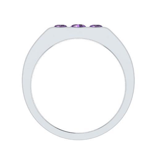 EternalDia Round Shape 0.3 Ct D/VVS1 Simulated Diamond Three Stone Wedding Band Ring In 925 Sterling Silver - EternalDia