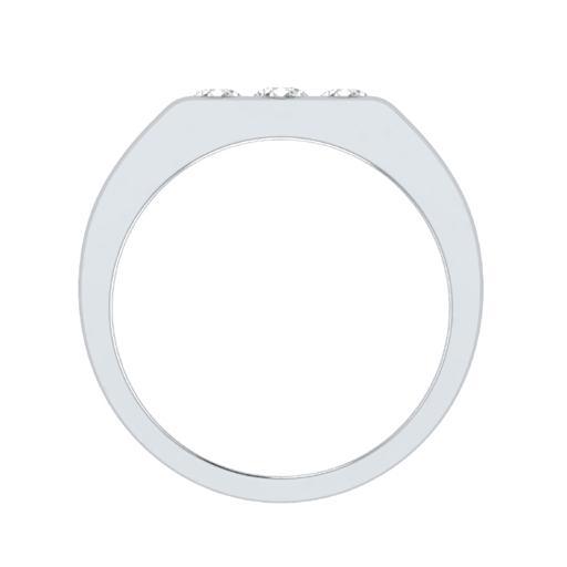 EternalDia Round Shape 0.3 Ct D/VVS1 Simulated Diamond Three Stone Wedding Band Ring In 925 Sterling Silver - EternalDia