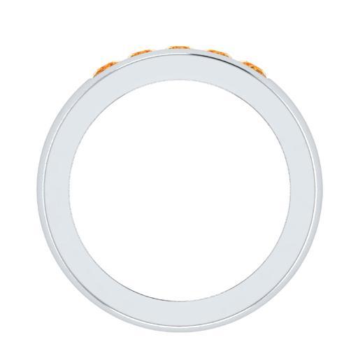 EternalDia Round Shape 0.5 Ct D/VVS1 Simulated Diamond Five-Stone Wedding Band Ring In 925 Sterling Silver - EternalDia