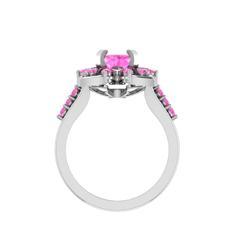 EternalDia Round 1.5 Ct D/VVS1 Red Diamond 14k Finish Sterling Silver Flower Band Ring - EternalDia