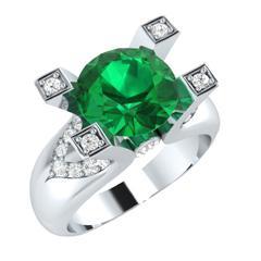 EternalDia 2 Ct Green D/VVS1 Diamond 14k Sterling Silver Tab-Prong Tension Solitaire Ring - EternalDia