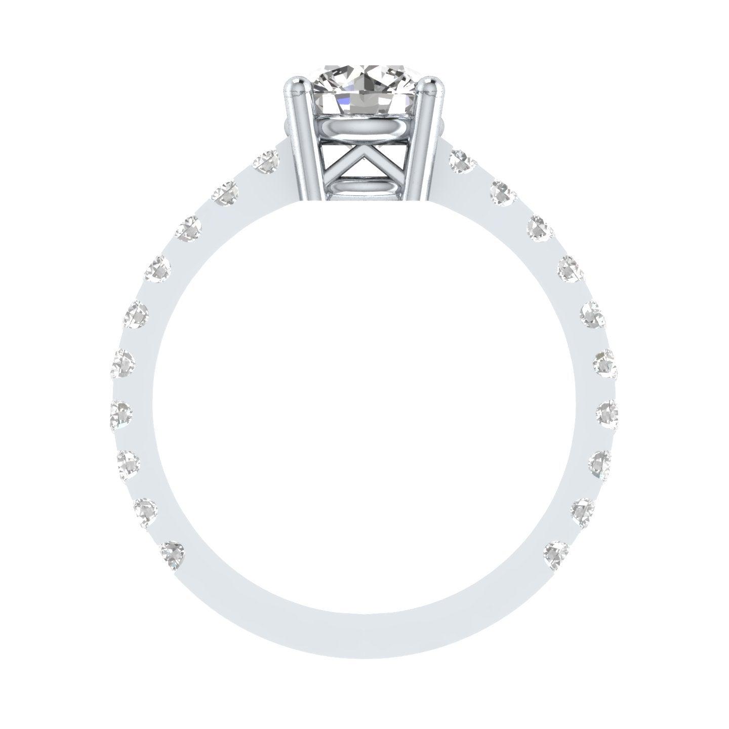 EternalDia Round 4.2 Ct White D/VVS1 Diamond 14k Finish Sterling Silver Solitaire Band Ring - EternalDia