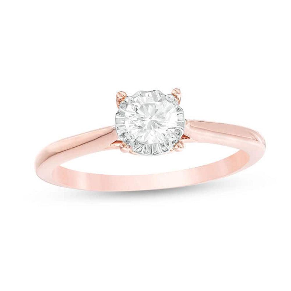 3/8 Cttw Diamond Solitaire Engagement Ring in 10K Rose Gold (0.37 Cttw, I-I3) Diamond Solitaire Ring