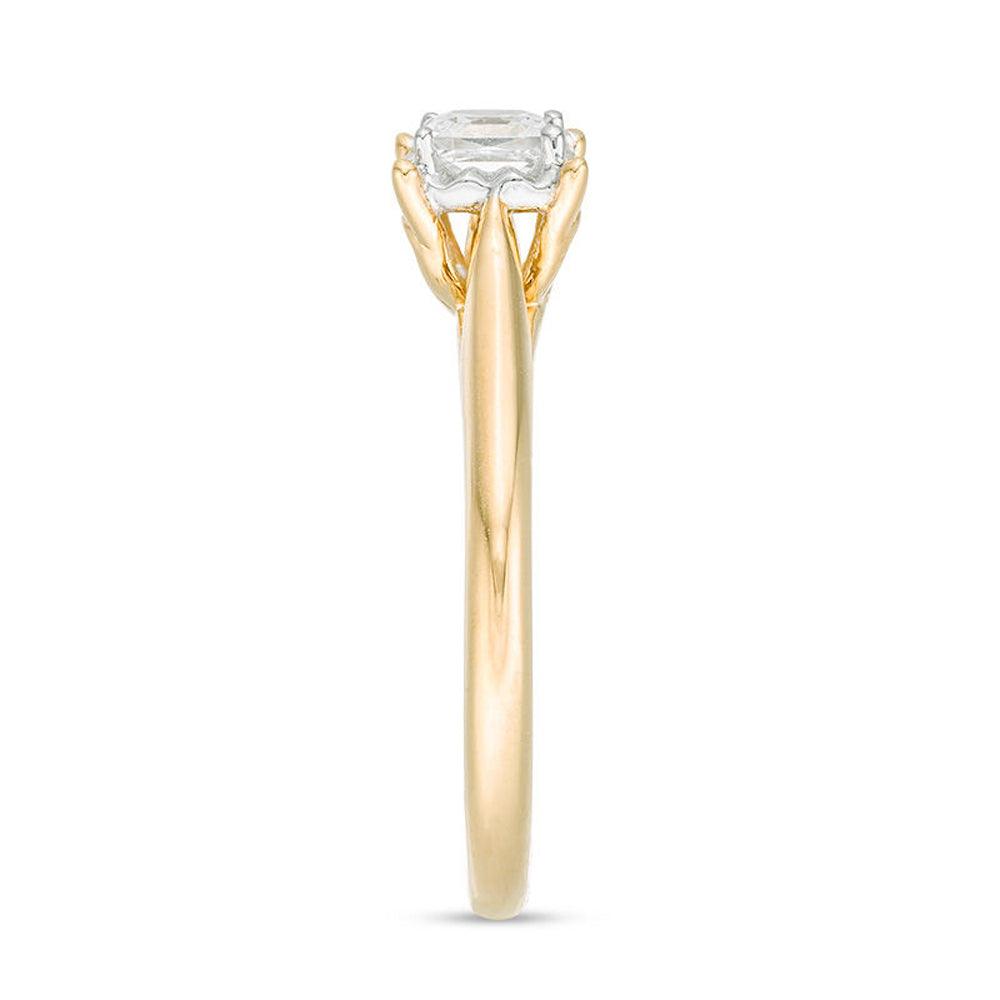 3/8 Cttw Princess Cut Real Diamond Solitaire Engagement Ring in 10K Yellow Gold (0.37 Cttw, I-I3) Diamond Solitaire Ring