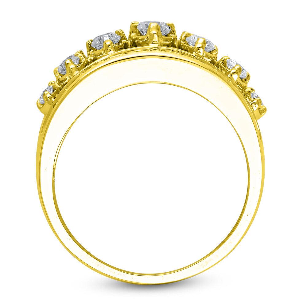 1-1/2 Cttw Composite Marquise Diamond Seven Stone Ring in 10K Yellow Gold (1.50 Cttw, I-I3) Diamond Wedding Band Ring