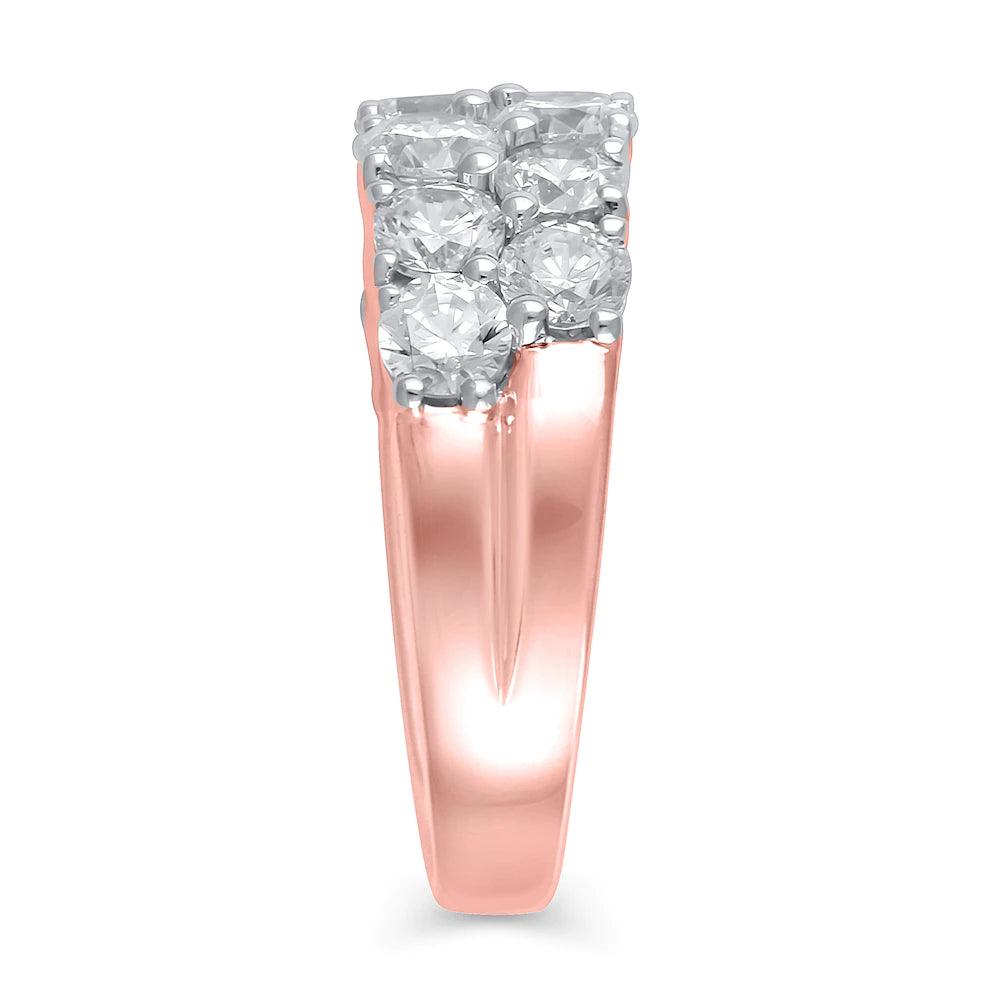 4 Cttw Diamond Double Row Anniversary Ring in 10K Rose Gold (4 Cttw, J-I2) Diamond Wedding Engagement Ring