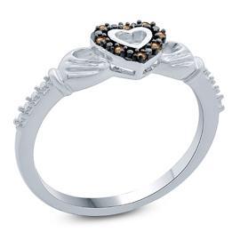 EternalDia Champagne Diamond Claddagh Fashion Ring - EternalDia