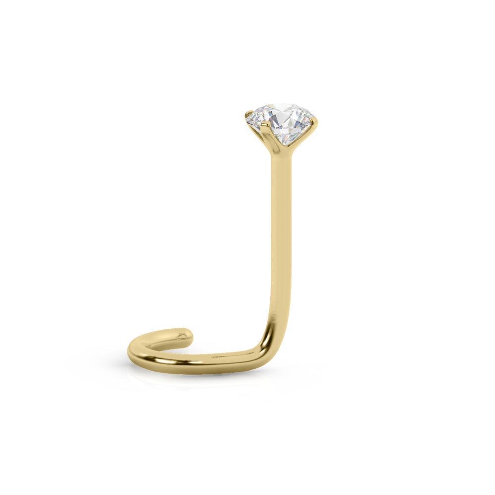 EternalDia IGI Certified 14K Gold Real Diamond Nose Stud with Twist Back (20G, 0.03 Ct) Nose Ring for Women, I-J Color, I2-I3 Clarity