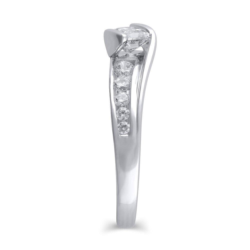 3/4 Cttw Princess Cut Diamond Engagement Ring in 14K White Gold (0.75 Cttw, Color : I, Clarity : I2)