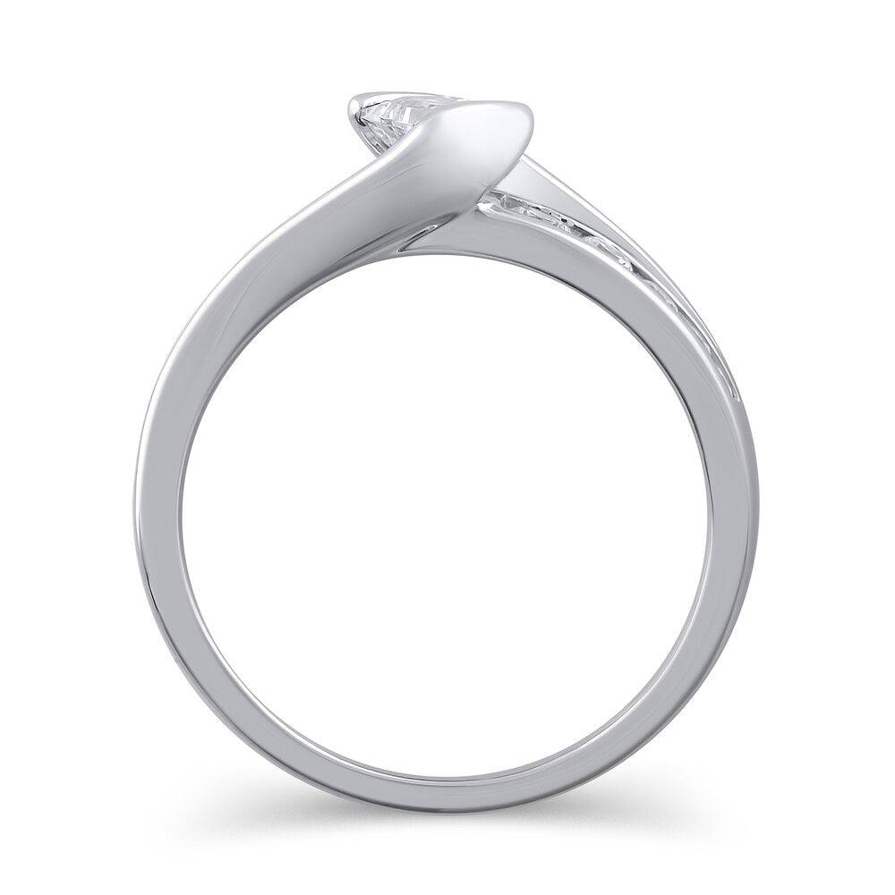 3/4 Cttw Princess Cut Diamond Engagement Ring in 14K White Gold (0.75 Cttw, Color : I, Clarity : I2)