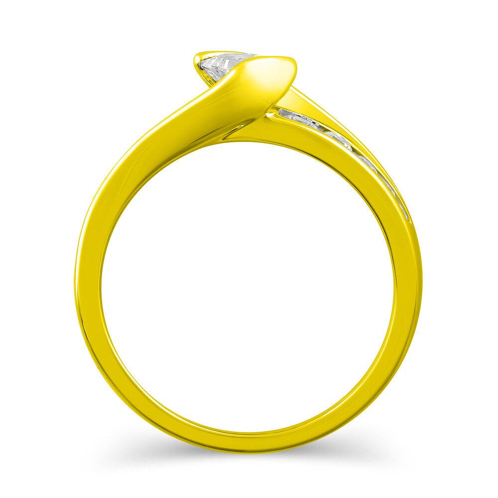 3/4 Cttw Princess Cut Diamond Engagement Ring in 14K Yellow Gold (0.75 Cttw, Color : I, Clarity : I2)
