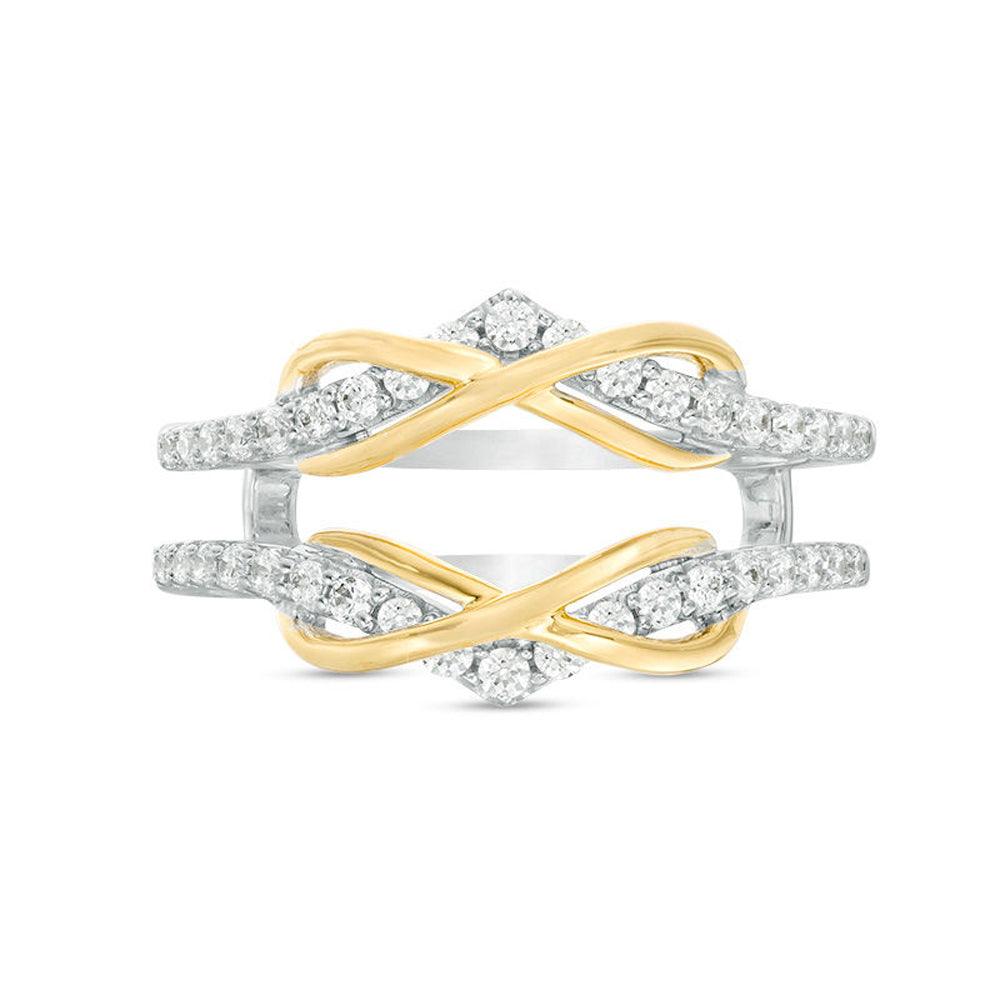3/8 Cttw Diamond Double Infinity Enhancer Wrap Ring in 10K Two-Tone Gold (0.37 Cttw, J-I2) Diamond Guard Ring