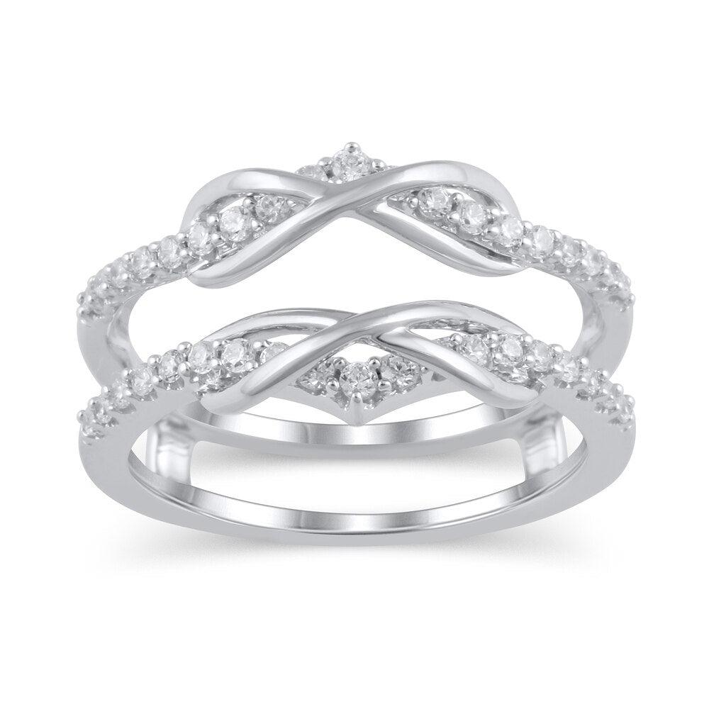 3/8 Cttw Diamond Double Infinity Enhancer Wrap Ring in 10K Two-Tone Gold (0.37 Cttw, J-I2) Diamond Guard Ring
