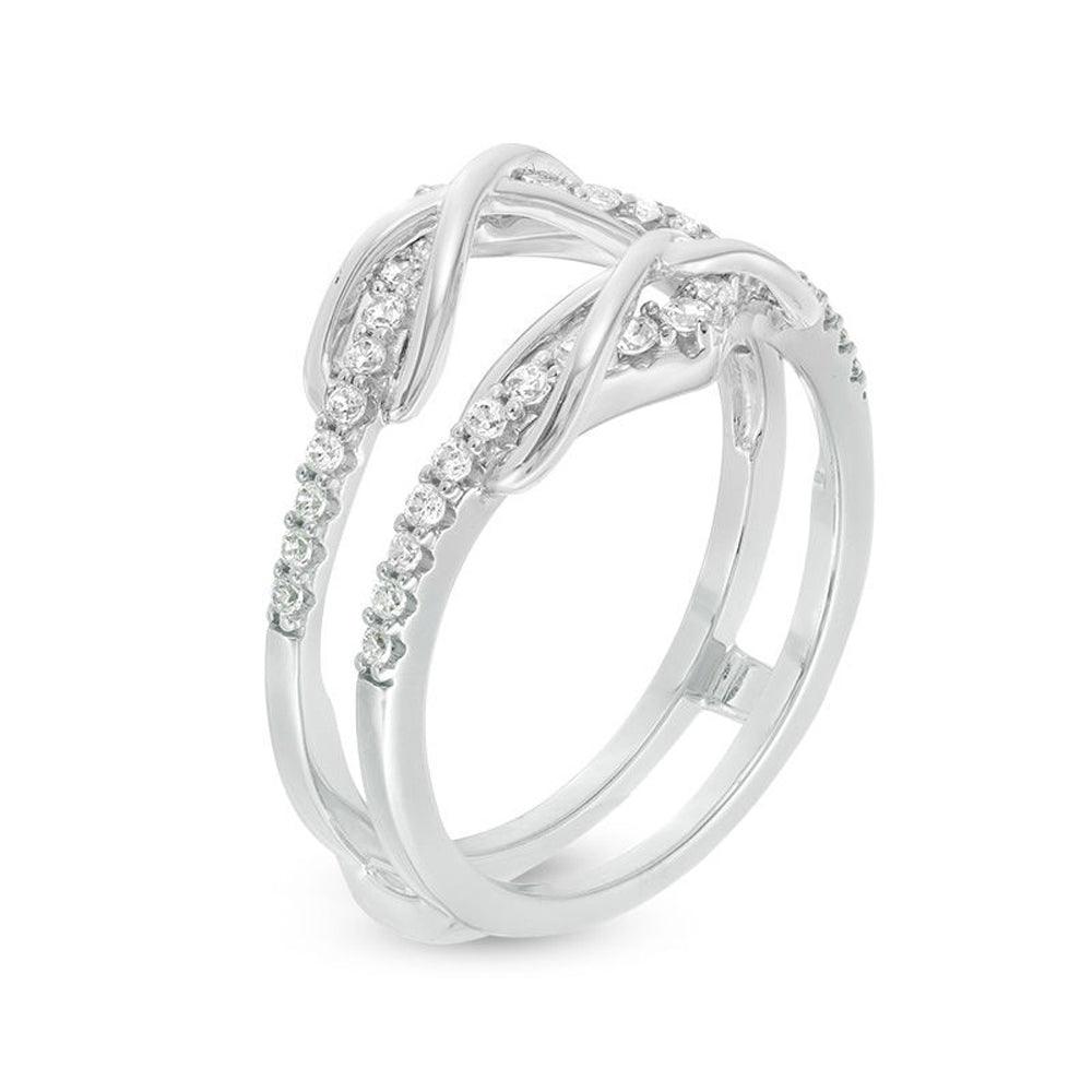 3/8 Cttw Diamond Double Infinity Enhancer Wrap Ring in 10K Two-Tone Gold (0.37 Cttw, J-I2) Diamond Guard Ring