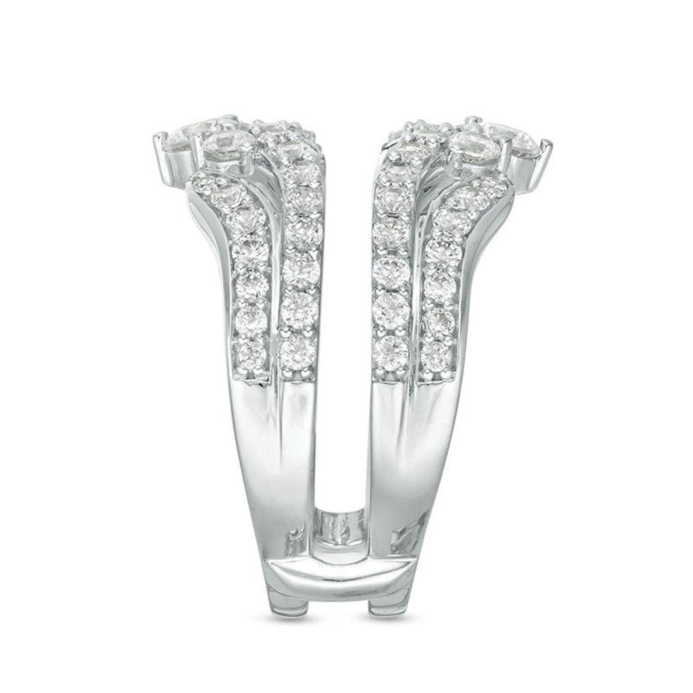 1-1/2 Cttw Diamond Multi-Row Tiara-Style Solitaire Enhancer Wrap Ring in 14K White Gold (1.50 Cttw, I-I2) Diamond Guard Ring