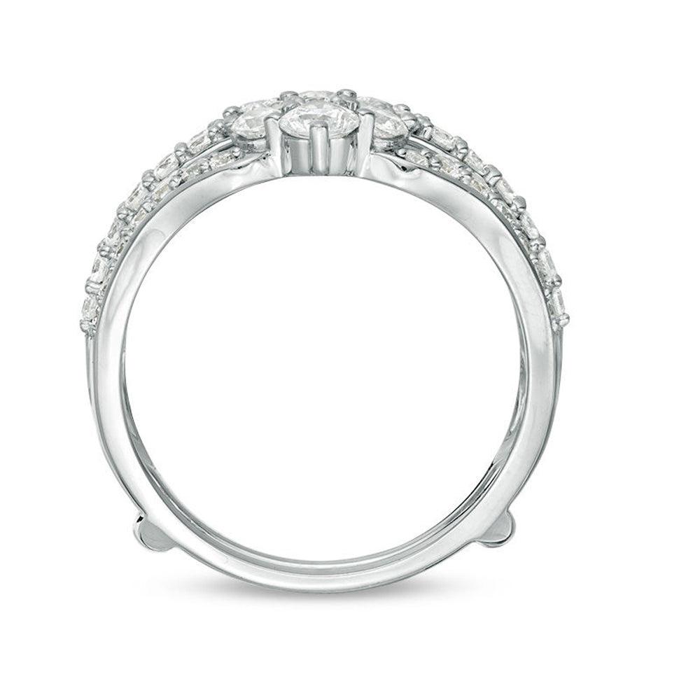 1-1/2 Cttw Diamond Multi-Row Tiara-Style Solitaire Enhancer Wrap Ring in 14K White Gold (1.50 Cttw, I-I2) Diamond Guard Ring